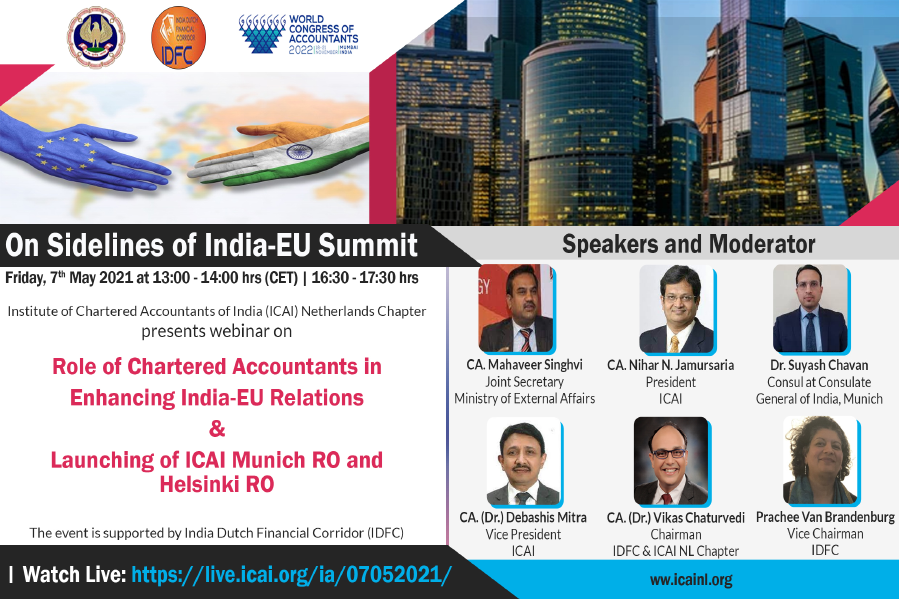 Role of Chartered Accountants in Enhancing India-EU Relations & Launching of ICAI Munich RO and Helsinki RO